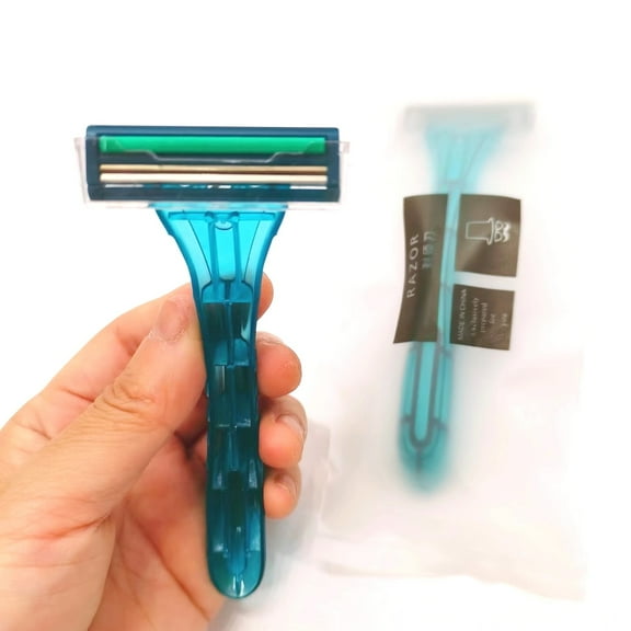 Travel Size 2layer Stainless Steel Blade Disposable Shaver for Hotel Supplies Remove Beard and Hair Pack of 10