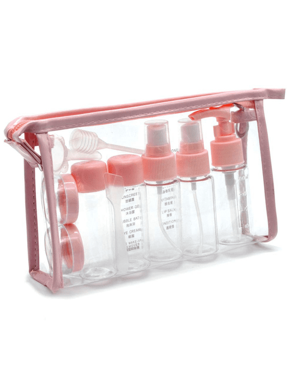 Travel Size Bottles for Toiletries 11 Pack Toiletry Bottles Leak Proof Travel Kit for Women Men Clear Toiletry Bag Shampoo Conditioner Lotion Skincare Cosmetic Container,Pink