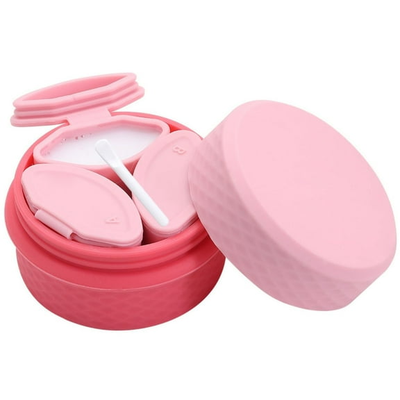 Travel Size Containers, 3 in 1 Travel Silicone Makeup Containers for Toiletries Shampoo Lotion Refillable Empty Jars with Spoon, Portable Containers for Trinkets Pills, including 3 Dispensers, Pink