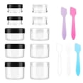 thumbnail image 1 of Travel Size Cosmetic Jars 10 Pack, Leakproof Plastic Containers with Lids, 5 Sizes with 5 Mini Spatulas for Makeup Cream Lotion Samples & Gifts, 1 of 8