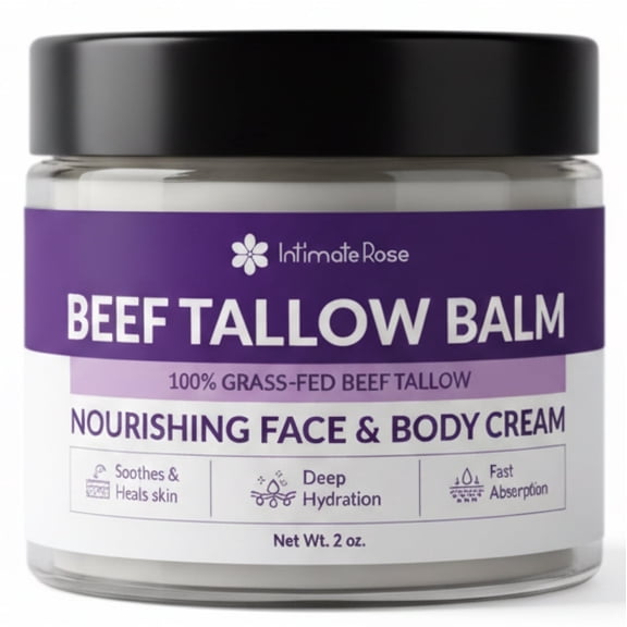 Intimate Rose Whipped Beef Tallow for Skin, Face & Body - Doctor Recommended 100% Grass Fed Balm with Organic Honey & Calendula - Natural Moisturizer for Dry Sensitive Skin - Unscented, 2oz.