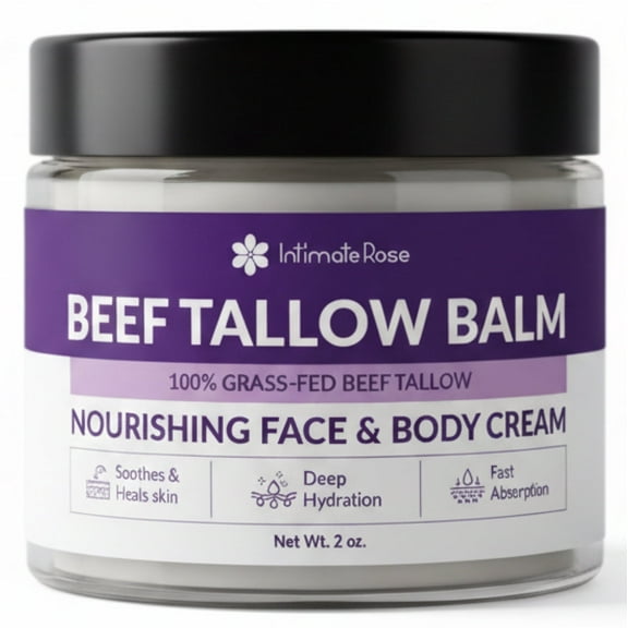 Beef Tallow Balm for Skin Face Care - Grass-Fed Tallow and Honey Balm for Sensitive Skin - Body & Face Moisturizer, Natural Formula