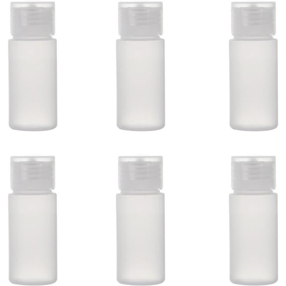 Travel Size Plastic Empty Toiletry Bottles, 30ml (1 oz) Pack of 6 Liquid Containers with Labels