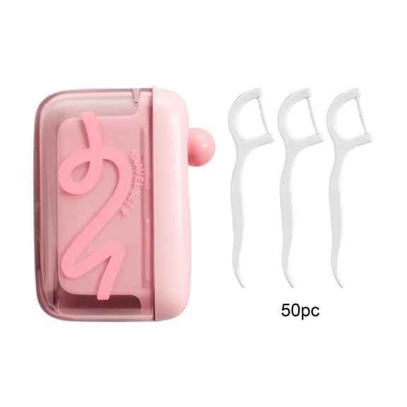 Travel Size Storage Case for Floss Picks – Travel Size Floss Picks Case – Flosser Dispenser with Automatic Pop Up Flossers – Portable Refillable Toothpick Holder (Pink)