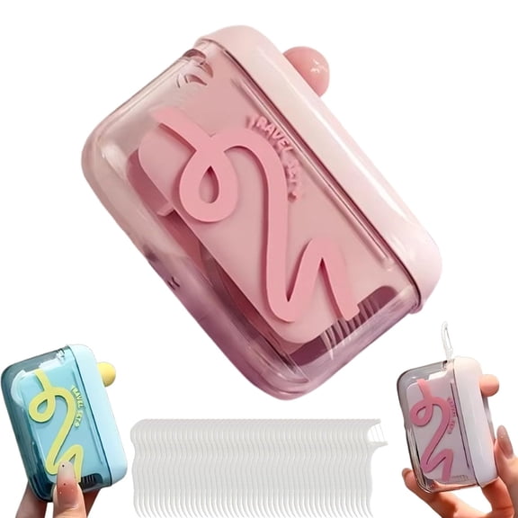 Travel Size Storage Case for Floss Picks, Floss Pick Dispenser, with 50 Dental Floss Picks, Refillable for Home, Restaurant, and On-the-Go Oral Care