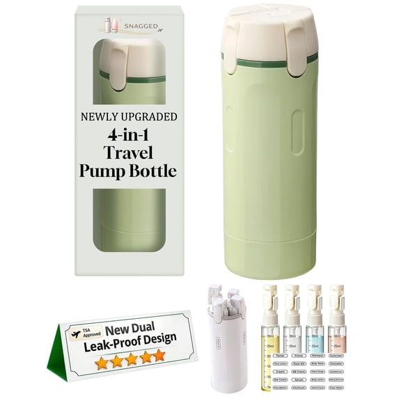 Travel Size Toiletries Bottles for Shampoo Conditioner Lotion Skincare Cosmetic 4 in 1 Pump Dispenser Refillable Squeeze Liquid Containers Essentials Toiletry Mini Empty Leak Proof Small