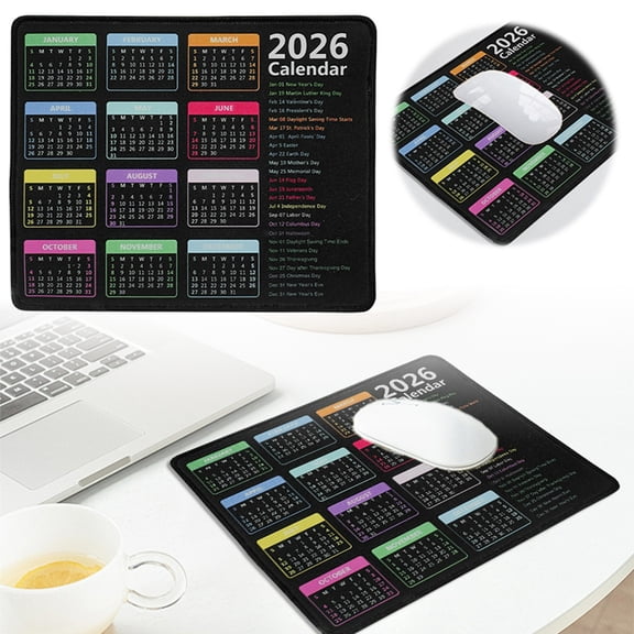 Travel-Sized 2026 Calendar Holiday Pad Rectangular with ultra-thin | Detachable spill-resistant for Gaming & Office | Ergonomic Design with smooth tracking Black