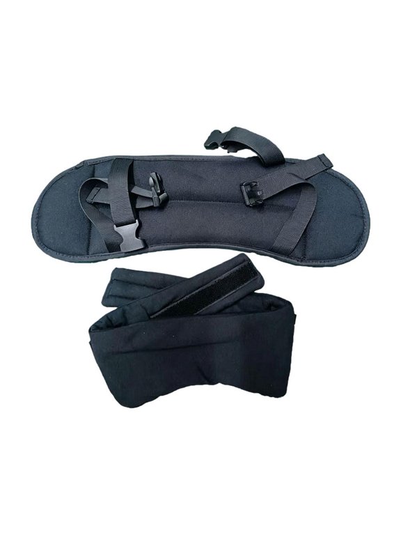 Travel Sleep Mask with Headrest Straps, Upright Head Support for Airplane, Train & Car, Black Polyester Set
