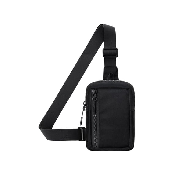 Travel Sling Bag for Men & Women, Crossbody Multipocket Chest Bag with Anti-Theft, Small Chest Bag Casual Trendy Waterproof Lightweight Phone Crossover Daypack - Black