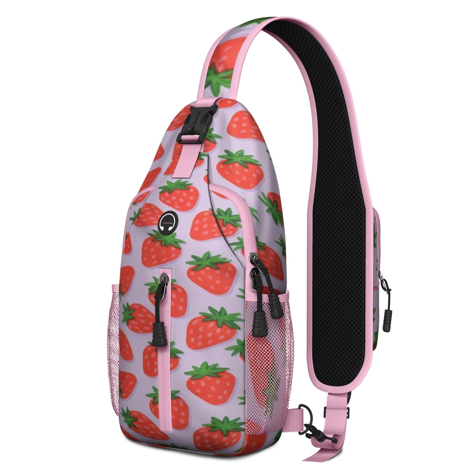 Travel Sling Bag Trendy Sling Backpack Strawberry Gym Sports Travel Hiking Daypack Chest Bag Small Backpack for Women Men