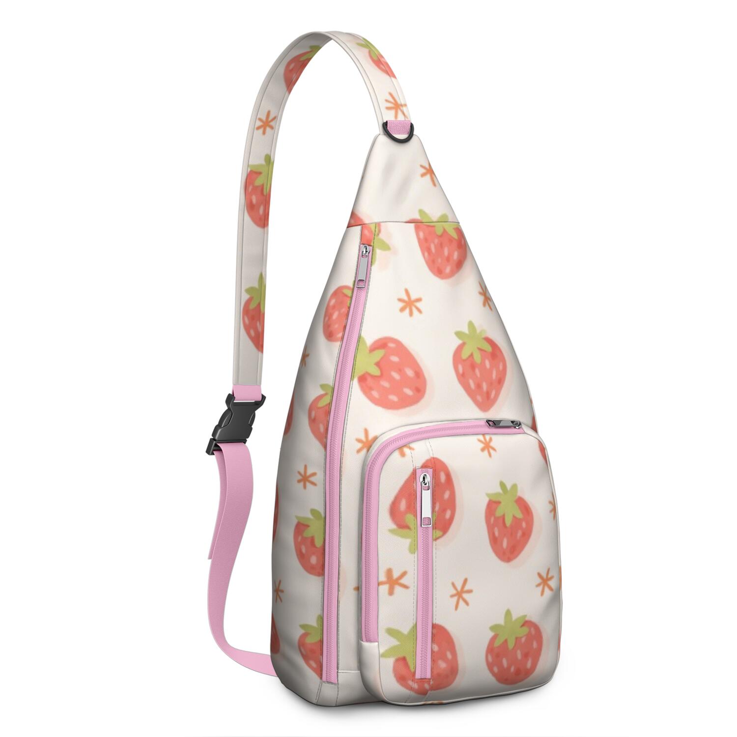 Travel Sling Bag for Men with Adjustable Shoulder Strap Shoulder Backpack Hiking Sling Backpack Crossbody Bag for Travel Strawberry