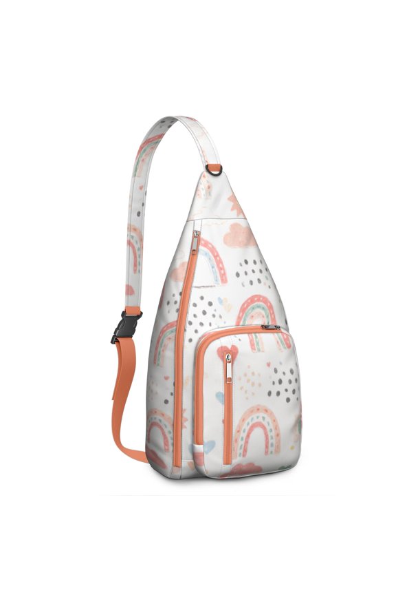 Travel Sling Bag for Men with Adjustable Shoulder Strap Shoulder Backpack Hiking Sling Backpack Travel Hiking Casual Daypack Rainbow Cartoon