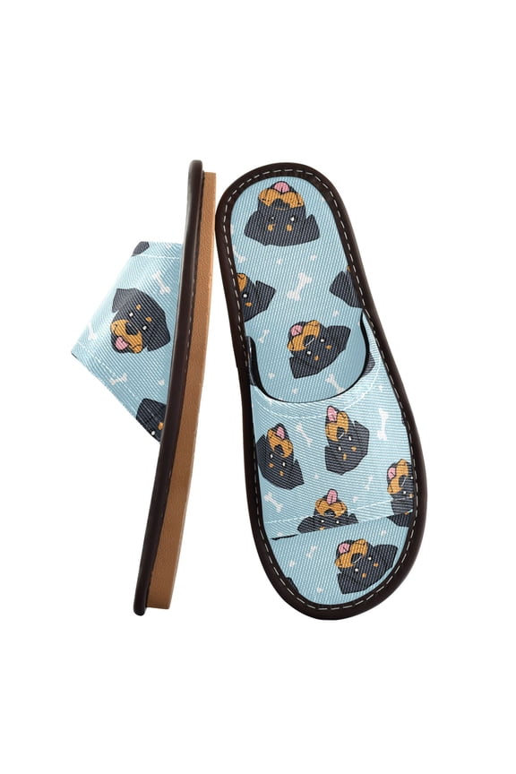 Travel Slippers for Women Men Lightweight Sandals Indoor Outdoor Slides Cartoon Dog Faces and Bones