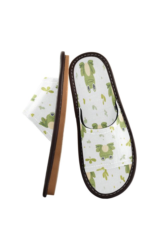 Travel Slippers for Women Men Lightweight Sandals Indoor Outdoor Slides Cartoon Frog Pattern