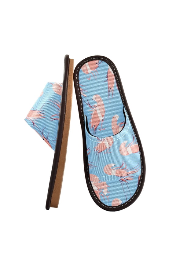 Travel Slippers for Women Men Lightweight Sandals Indoor Outdoor Slides Cartoon Shrimps Pattern