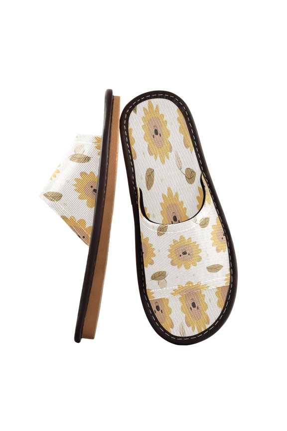 Travel Slippers for Women Men Lightweight Sandals Indoor Outdoor Slides Cute Bear-face Sunflower