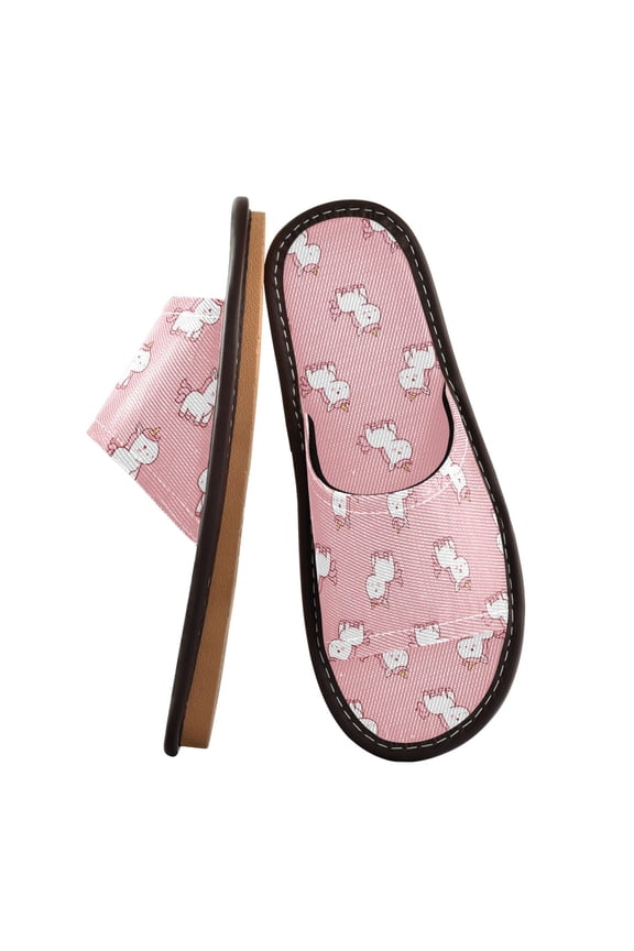 Travel Slippers for Women Men Lightweight Sandals Indoor Outdoor Slides Cute Unicorns with Pink Background
