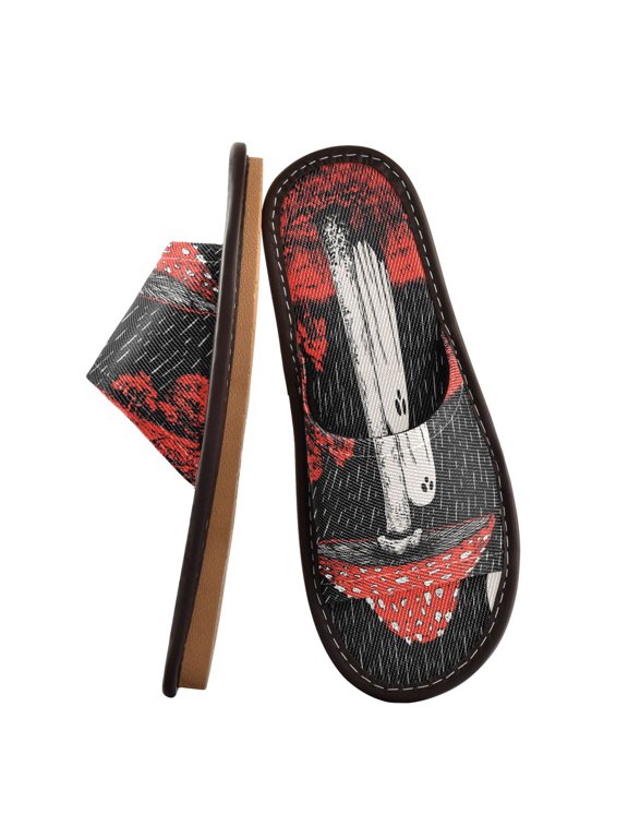 Travel Slippers for Women Men Lightweight Sandals Indoor Outdoor Slides Ghost Standing under A Mushroom