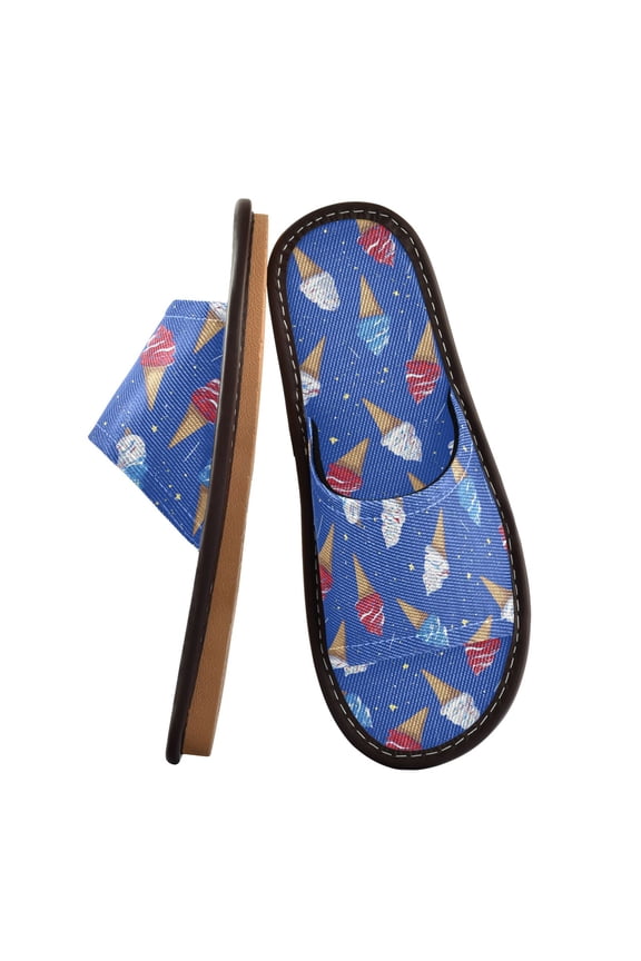 Travel Slippers for Women Men Lightweight Sandals Indoor Outdoor Slides Ice Cream Cones and Shooting Stars