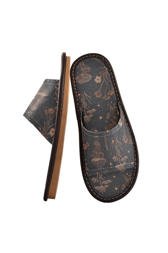 Travel Slippers for Women Men Lightweight Sandals Indoor Outdoor Slides Mushrooms and Glittering Stars