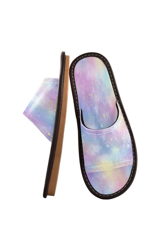 Travel Slippers for Women Men Lightweight Sandals Indoor Outdoor Slides Pastel Colors Stars Pattern