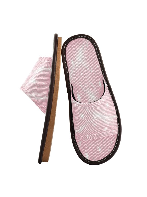 Travel Slippers for Women Men Lightweight Sandals Indoor Outdoor Slides Pink Flashing Pattern