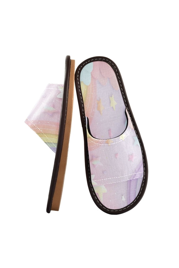 Travel Slippers for Women Men Lightweight Sandals Indoor Outdoor Slides Rainbow Stars and Cloud Pattern