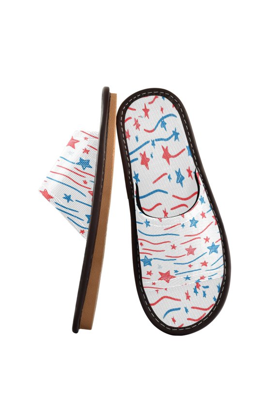 Travel Slippers for Women Men Lightweight Sandals Indoor Outdoor Slides Star Doodle Stripes