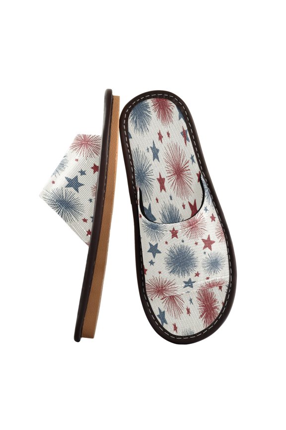 Travel Slippers for Women Men Lightweight Sandals Indoor Outdoor Slides Stars and Fireworks