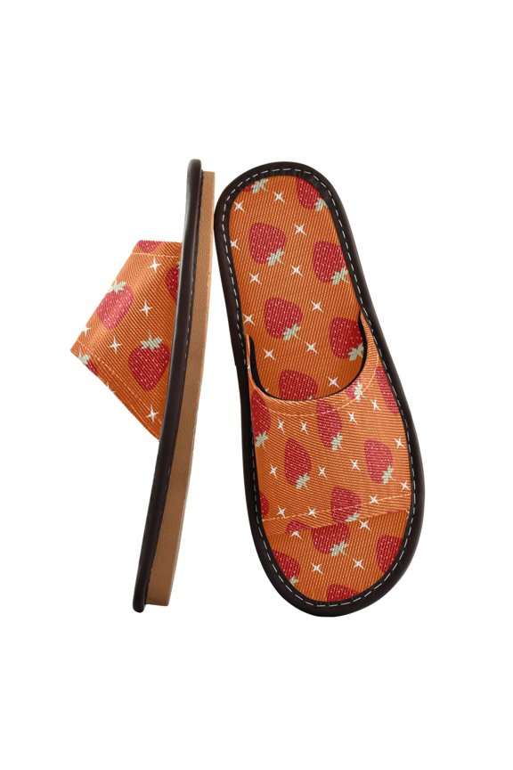 Travel Slippers for Women Men Lightweight Sandals Indoor Outdoor Slides Strawberry and White Stars Pattern