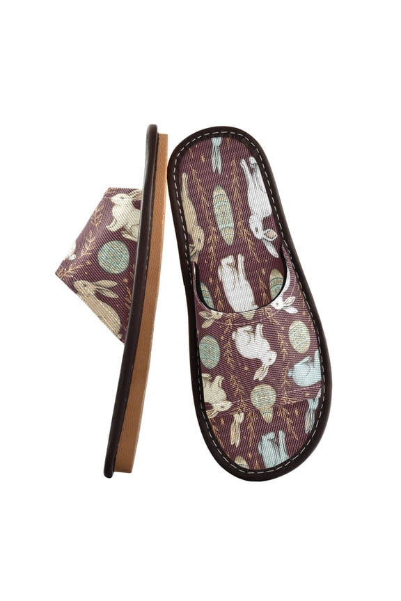 Travel Slippers for Women Men Lightweight Sandals Indoor Outdoor Slides Vintage Art Easter Bunnies