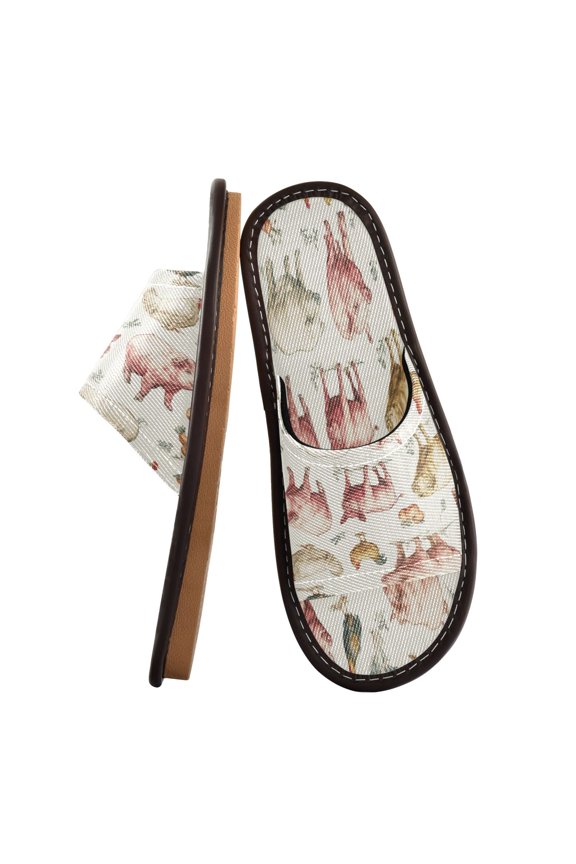 Travel Slippers for Women Men Lightweight Sandals Indoor Outdoor Slides Watercolor Farm Animals