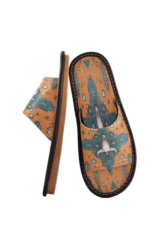 Travel Slippers for Women Men Lightweight Sandals Indoor Outdoor Slides Western-style Cowhorn Skulls