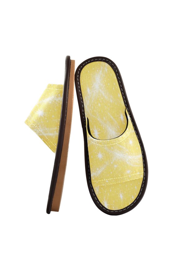 Travel Slippers for Women Men Lightweight Sandals Indoor Outdoor Slides Yellow Flashing Pattern