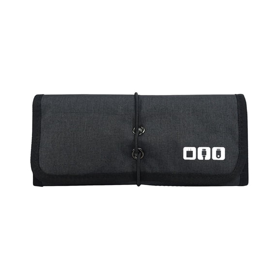 Travel Small Cable Organizer Bag Waterproof Storage Bag Electronic Accessories Carry Case for Hard Drives, Card, Phone, Cable Black
