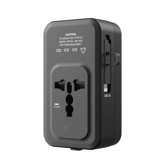 Travel Smart All in One Worldwide Travel Adapter with Cables & USB-A & C Ports