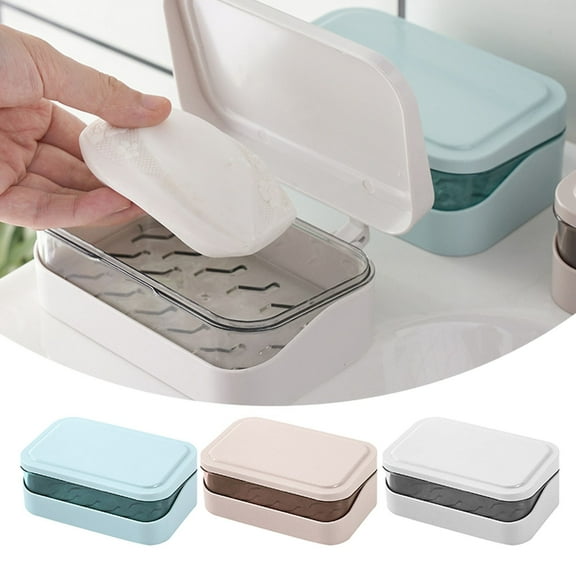 Travel Soap Bar Container with Drainer, Plastic Storage Case and Dish