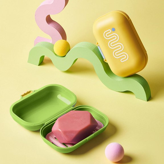 Travel Soap Case, Waterproof Portable Container with Ventilated Lid, Cute Bath Accessory for Hotels, Gym, Compact Toiletry Storage Solution Green 4.52x2.95x1.88''