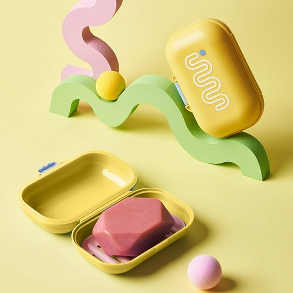 Travel Soap Case, Waterproof Portable Container with Ventilated Lid, Cute Bath Accessory for Hotels, Gym, Compact Toiletry Storage Solution Yellow 4.52x2.95x1.88''