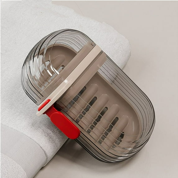 Travel Soap Container, Draining Soap Dish, Clear Container with Tight-Seal Lid for Holiday Travels, Work Relocations and Keeping Bar of Soap Fresh During Transit
