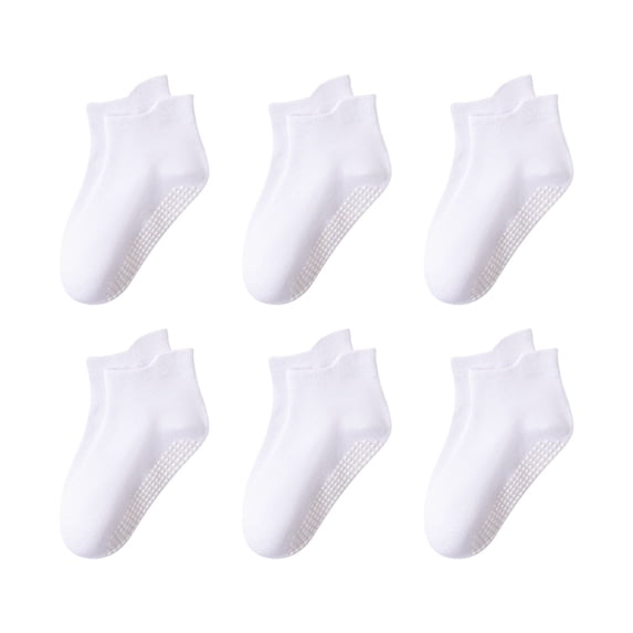 Travel Socks 6 Pairs Kids Non-slip Grip Ankle Socks Comfy Soft Thin Slipper Socks Ankle Socks Boys White 3Y