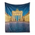 thumbnail image 1 of Travel Soft Flannel Fleece Throw Blanket, Classic View of Famous Brandenburg Gate Germany National and Landmark, Cozy Plush for Indoor and Outdoor Use, 50" x 60", Blue Yellow Pink, by Ambesonne, 1 of 5
