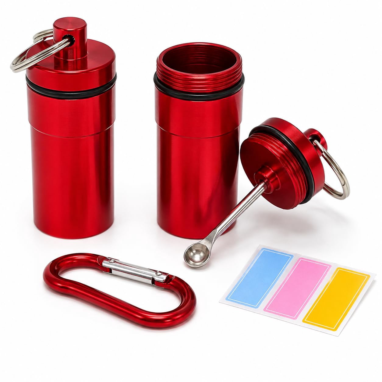 Small Gear Racks Travel Spice Container with Spoon - Mini Aluminum Storage Jar for ...