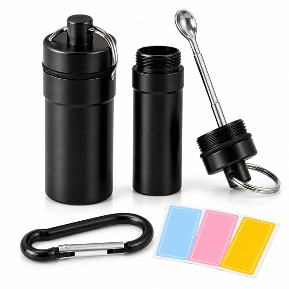 Travel Spice Container with Spoon - Mini Aluminum Storage Jar for Camping, Portable Aluminum Spice Shaker, Small Airtight Dispenser