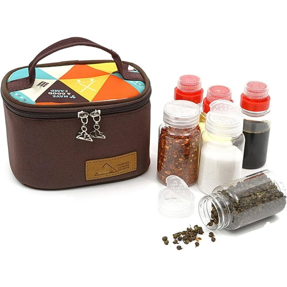 Travel Spice Kit Spice Containers for Camping Portable Spice Kit Camping Salt Pepper Shakers Camping Spice Containers Seasoning Storage with Bag for Home Kitchen Camping BBQ Traveling 6-Piece Set