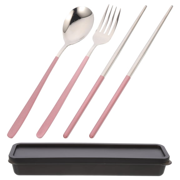 Portable Travel Silverware Set with Spoon, Fork & Chopsticks - Reusable PP Plastic Lunch Utensils