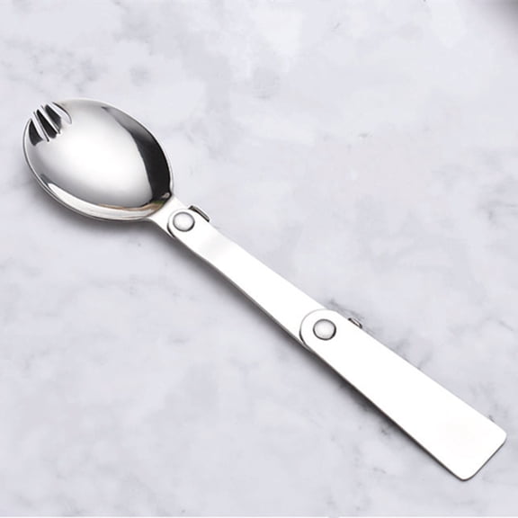 Travel Spoon Plated Silver Stainless Steel Foldable with Wear Resistant Durable Construction