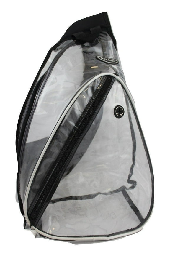 See Through Transparent Clear PVC Vinyl One Shoulder Sling Triangle Backpack School Bag Hiking