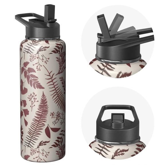 Travel Sports Gym Elite Pro 40oz Triple Walled Plants Themed Water Bottle Stainless Steel Insulated With Straw
