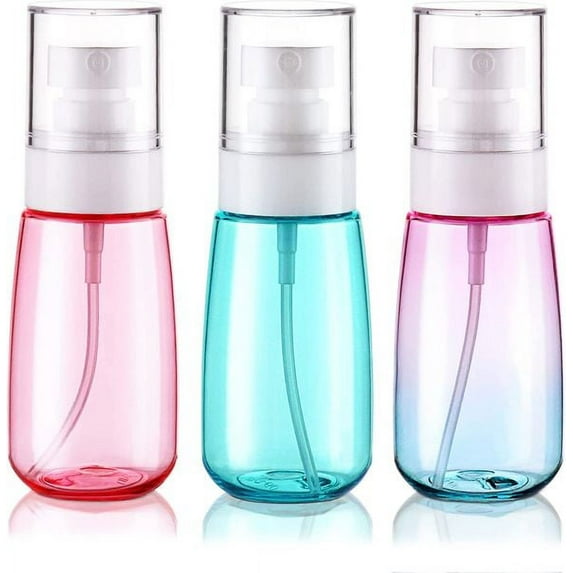 Travel Spray Bottle TSA Approved 2oz 60ml 3 Pack Leak Proof Fine Mist Spray Bottles Empty Plastic Refillable Spray Bottle for Perfume Essential Oils Toners Rose Water Cosmetics (3color)